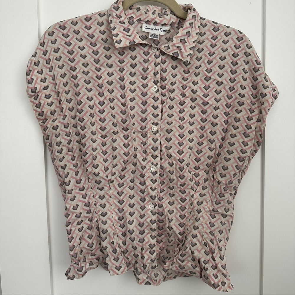 Vintage pink and lavender button down blouse
